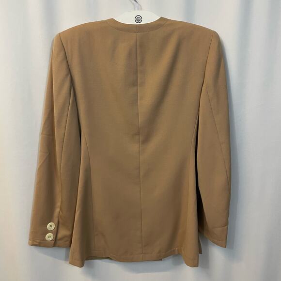 Valentino Miss V Sand VTG Vintage Double Breast Deep V Shoulder Pads Blazer 6 - Picture 2 of 6